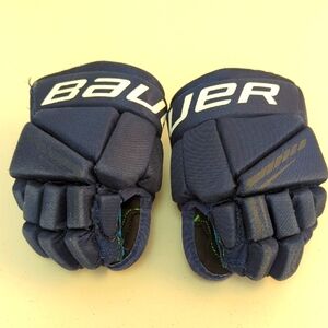Bauer Navy Blue Hockey Gloves 9"